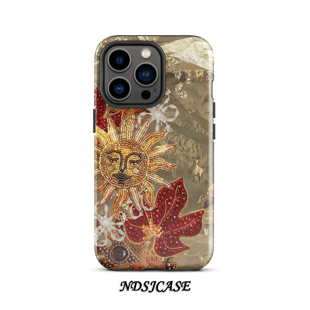 Funda de teléfono Golden Solstice para iPhone 17 16 15 14 13 12 11 X XS XR XSMAX 7 8 Air Pro Max Plus, funda trasera de lujo de doble capa