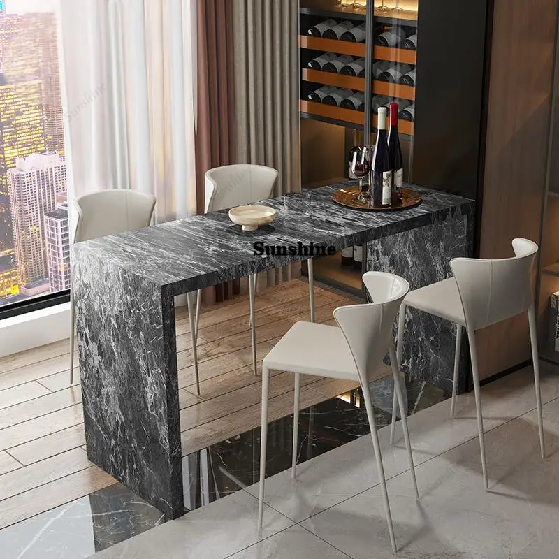Quartz Stone Breakfast Bar, Kitchen Island with Dining Table & Cabinet, Stain Resistant & High Hardness, Custom Modern