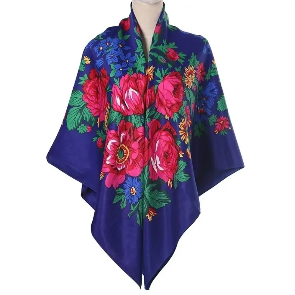 

Luxury Retro Russian Square Scarf Square Shape Large Floral Poncho Shawl Soft Babushka Handkerchief Head Wraps Head Wraps