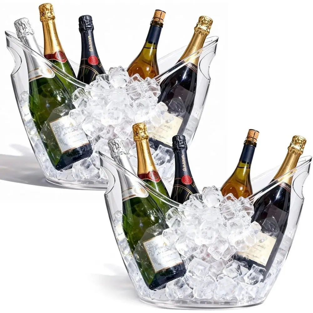 

Ведро для льда на 8 литров или вечеринок, 2 предмета (в 1 упаковке), прозрачное портативное ведро для напитков или коктейлей/шампанского/напитков/вином/r