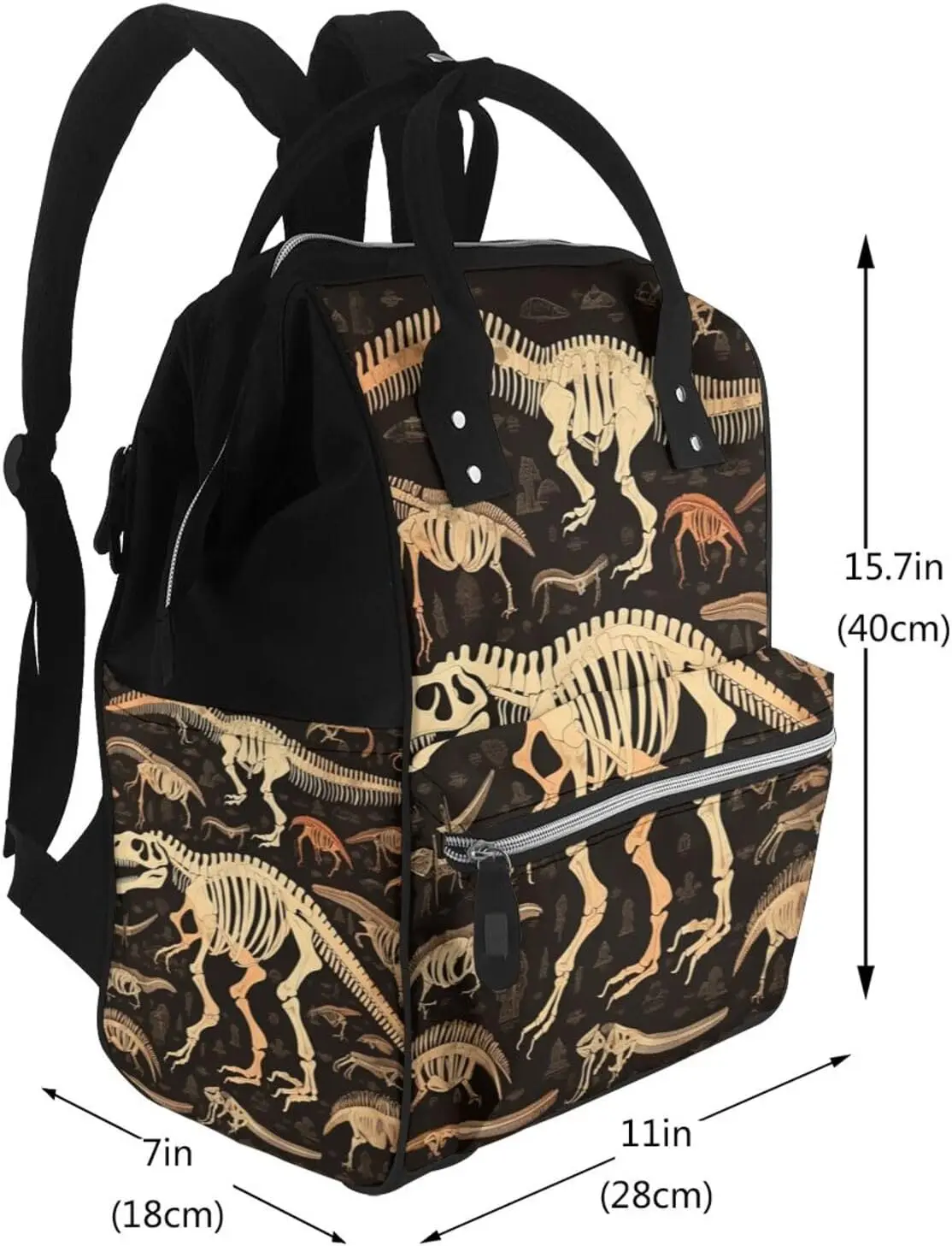 Dinosaur Skeleton Print Diaper Bag Travel Tote Nappy Backpack Large Capacity Mummy Backpack Multifunction Waterproof