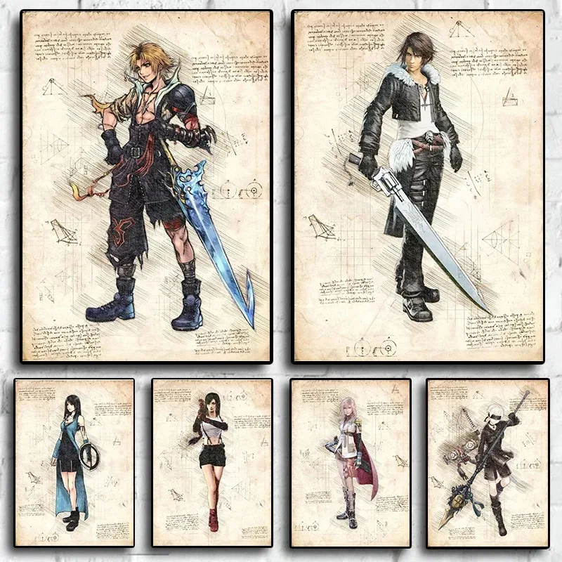 Popular Videogames FINAL FANTASY Vintage Anime Figure Poster Decoration Canvas Painting Wall Art Aesthetics For Kids Room Decor