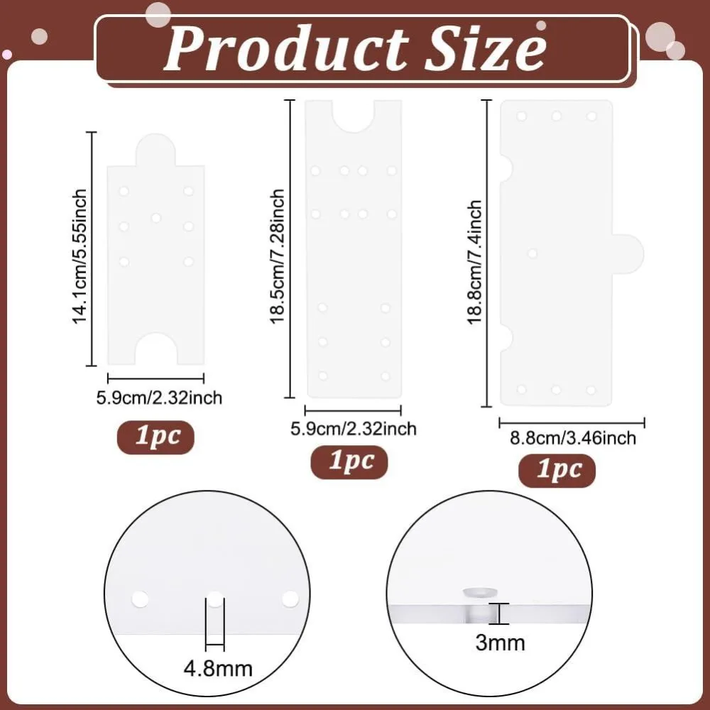 3Pcs Set Clear Acrylic Leather Template for Wallet Making Multiple Size Rectangle Pattern Stencil for Purse and Shoulder Bag