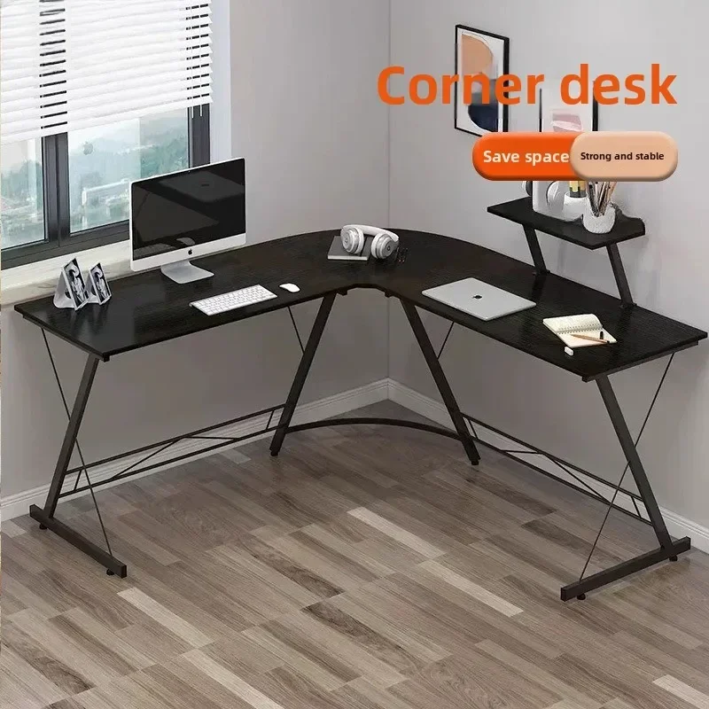 Desk wrought iron double computer table simple board L type desk e-sports table double