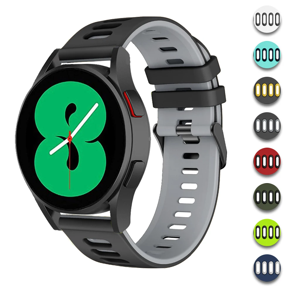 

22mm 20mm Silicone Strap For Samsung Galaxy watch 4/Huawei Watch GT2/Active2 Two-tone Bracelet Wristband for Amazfit GTR 3 47mm