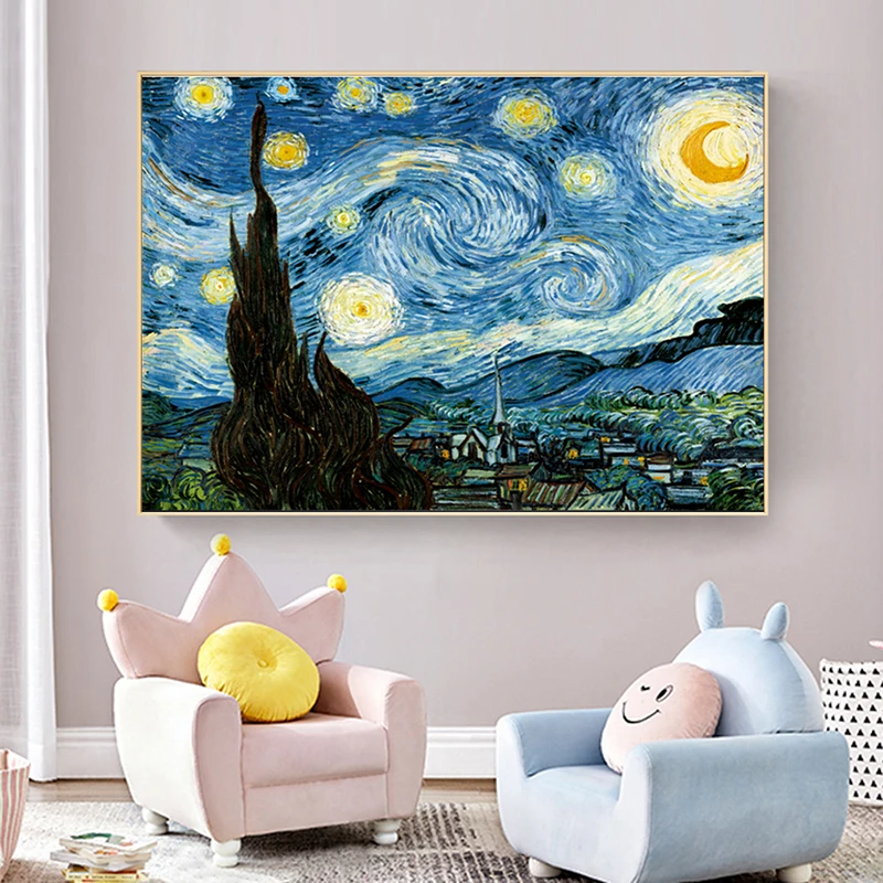 

Impressionist Van Gogh Starry Night Paintings Print Canvas Starry Night Decorative Pictures For living Room Cuadros Decor