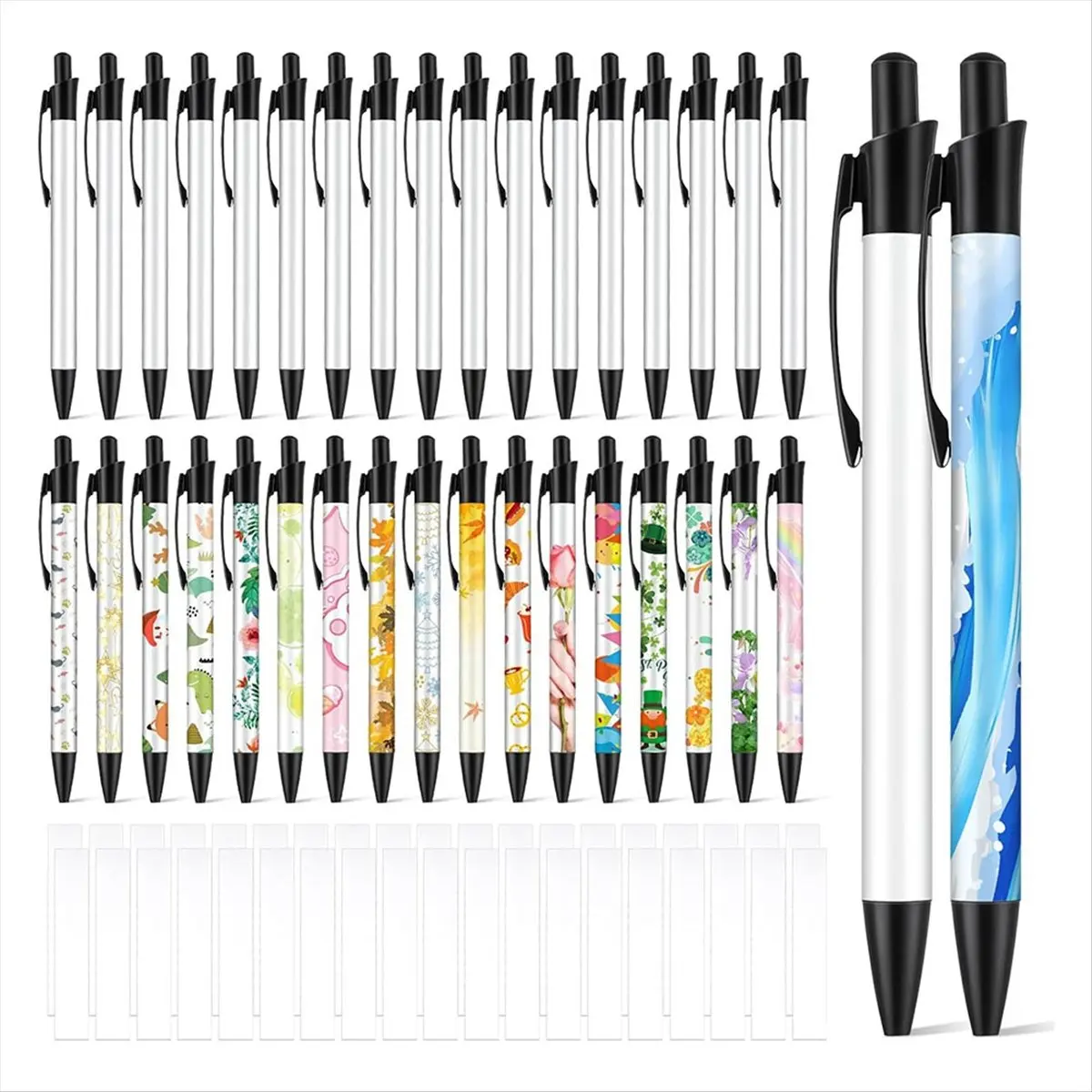 Eco-friendly 36Pcs Sublimation Pen Blank Sublimation Coated Pens Heat Transfer Pens with Heat Shrink Packaging for DIY Home
