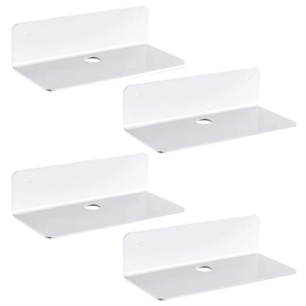 

KK-B2-Floating Shelves Set of 4 with Cable Clips - Easily Expand Wall Space - Acrylic Small Wall Shelf, Small Display Shelf
