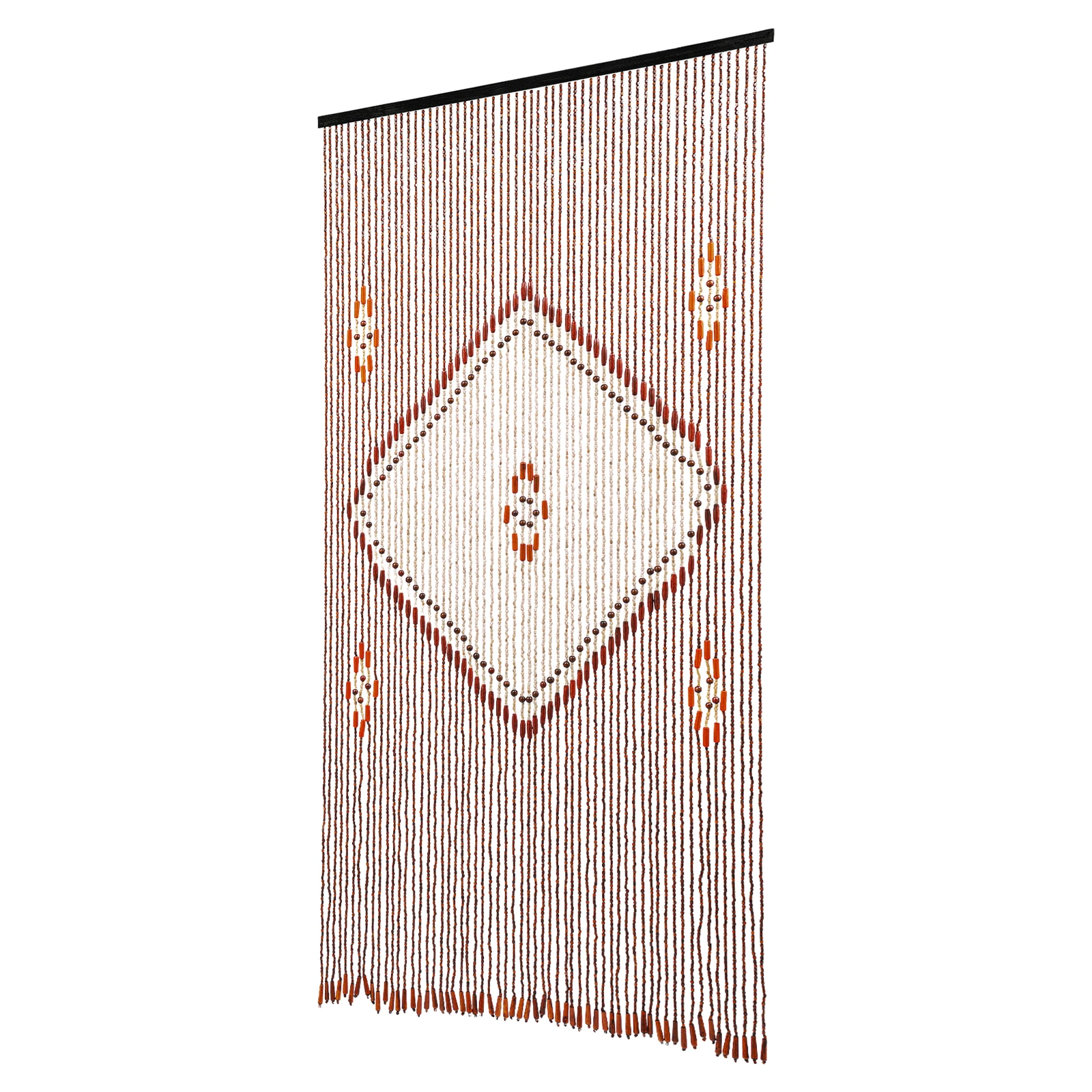 Wooden Bead Curtain 60 Strands 35.4x76.8in, Retro Door Curtain Room Divider, Boho Decor for Living Room Bedroom