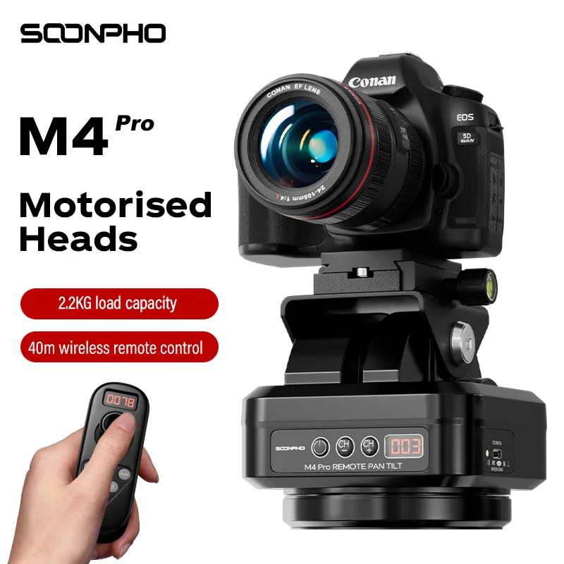 SOONPHO Camera Motorized Head Tripod M4 Pro Automatic Rotating Camera Holder Wireless Remote Control  Water Proof Video Shooting