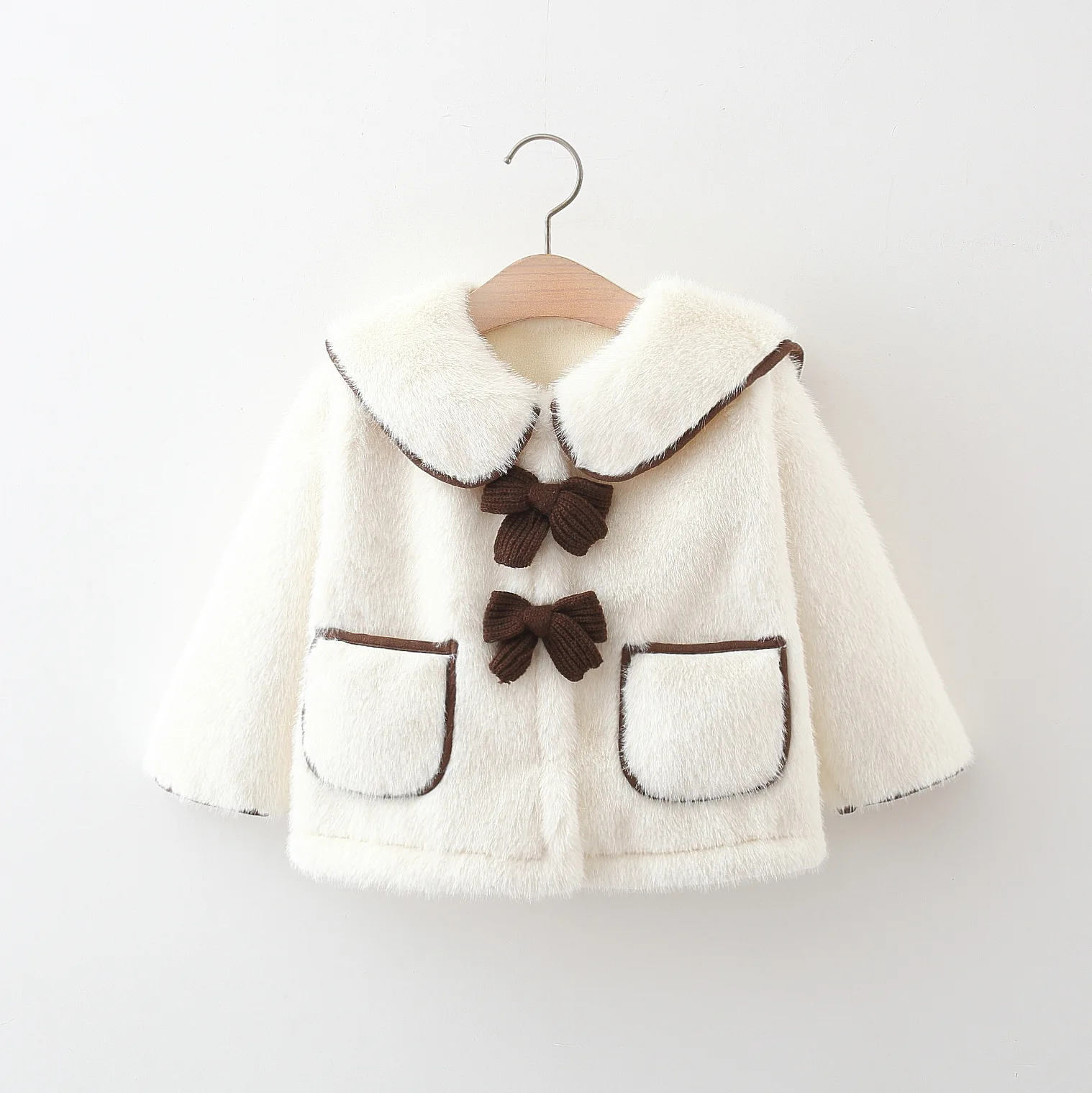 Fashion Fleece Thick Infant Toddler Child Warm Coat Toddler Outwear Collar Tie Girl Clothes Baby Girls Coat Winter Jacket