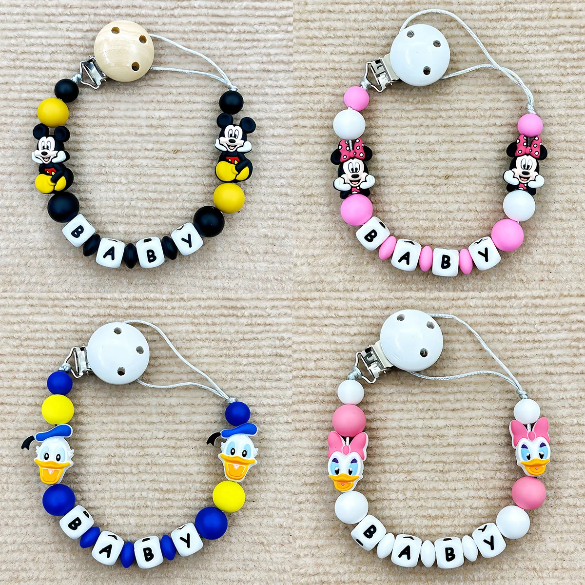 

Personalized Custom Baby Pacifier Clip with Name Silicone Beads Nipple Holder Chain for Infant Soother Teething Accessories