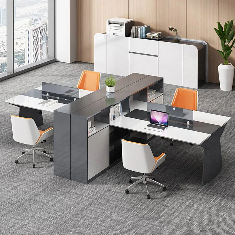 Lacquered office desk and chair set, 24-person screen, booth workstation, office desk furniture for finance staff