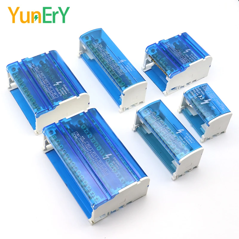 DIN Rail Junction Box UK207/211/215/407/411/415/413 Electrical Wire Terminal Block Distribution Box Neutral Screw Brass Rod