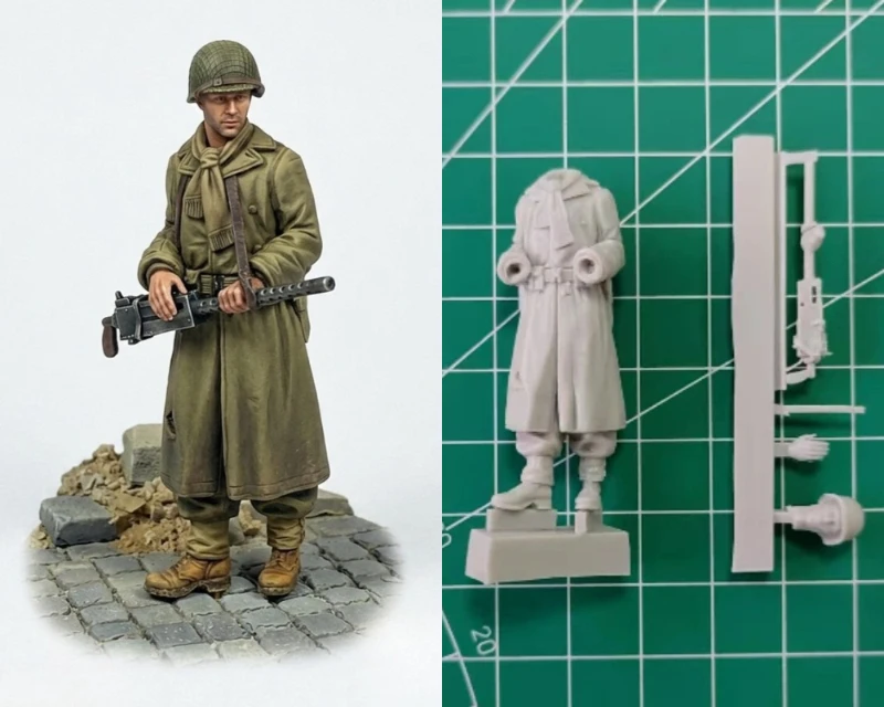 

Модельный набор из литой смолы в масштабе 1/35: Фигурка пехотинца США времен Второй мировой войны, требует самостоятельной сборки и окраски.