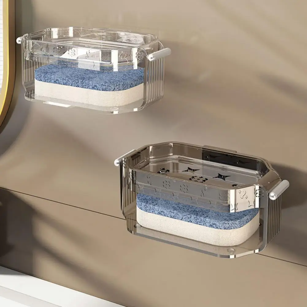 Wall Mounted Soap Dish Strong Load-bearing Simple Installation Double Layer Soap Drain Box Bathroom Storage Rack