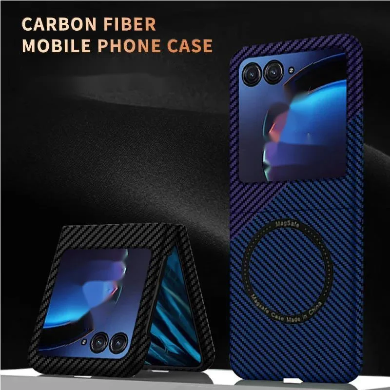 Carbon Fiber for Motorola Razr 40 50 Ultra Case Magsafe Magnetic Wireless Charging Case For Moto Razr 2023 40 Ultra Hard Cover