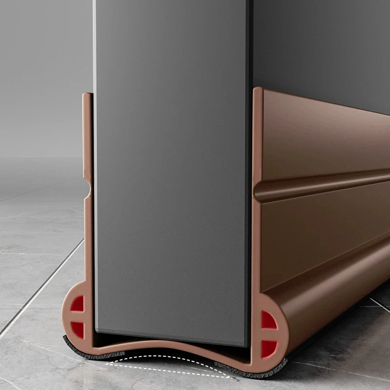93cm PVC Door Bottom Seal Strip Flexible Silent Door Gap Weather Strip Washable Wear-resistant Sealing Strip with Under Brush