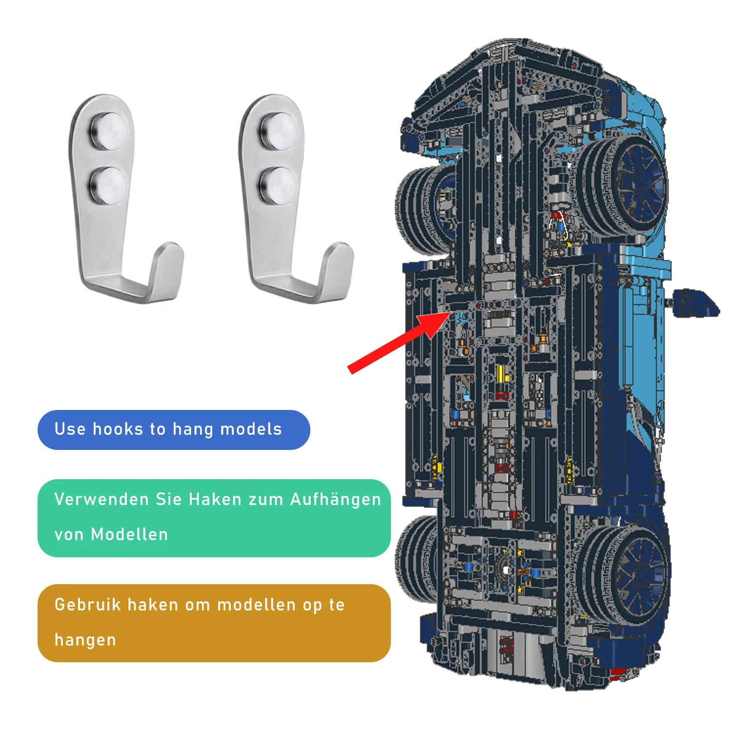 Wall Mount Hook for Lego 42083 Technic Bugatti Chiron (Only 42083 Wall Hook)