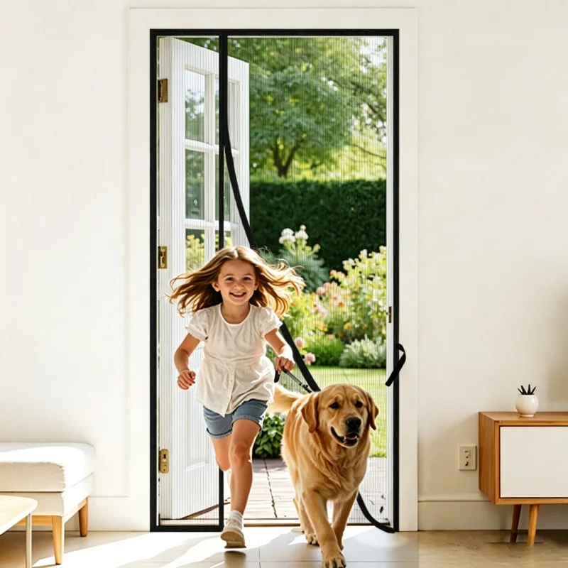 Magnetic Mosquito Screen Door,Fiberglass Mesh Bug Screen Door with Magnetic Closure,Hands‑Free,Keep Bugs Out,Pet & Kid Friendly