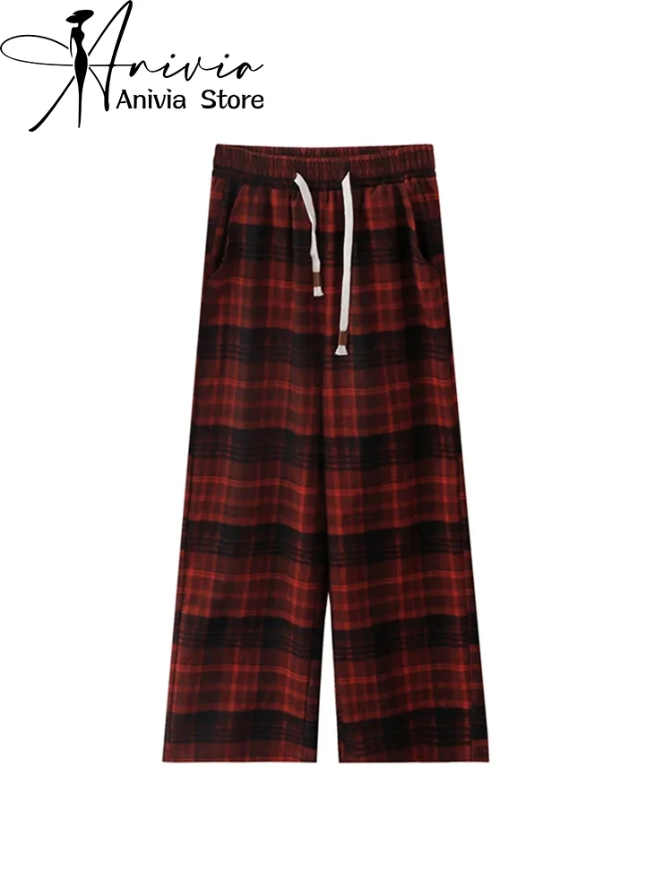 

Women Red Plaid Baggy Pants Vintage Y2k Harajuku 90s Aesthetic Sweatpants High Waist Trousers 2000s Trashy Fashion Clothes 2024