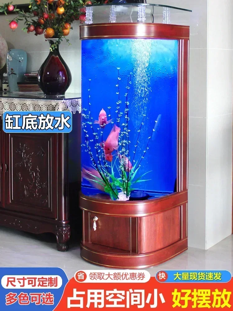 

Настенный полукруглый аквариум-цилиндр для дома, с функцией ленивой смены воды, экологичный, маленький