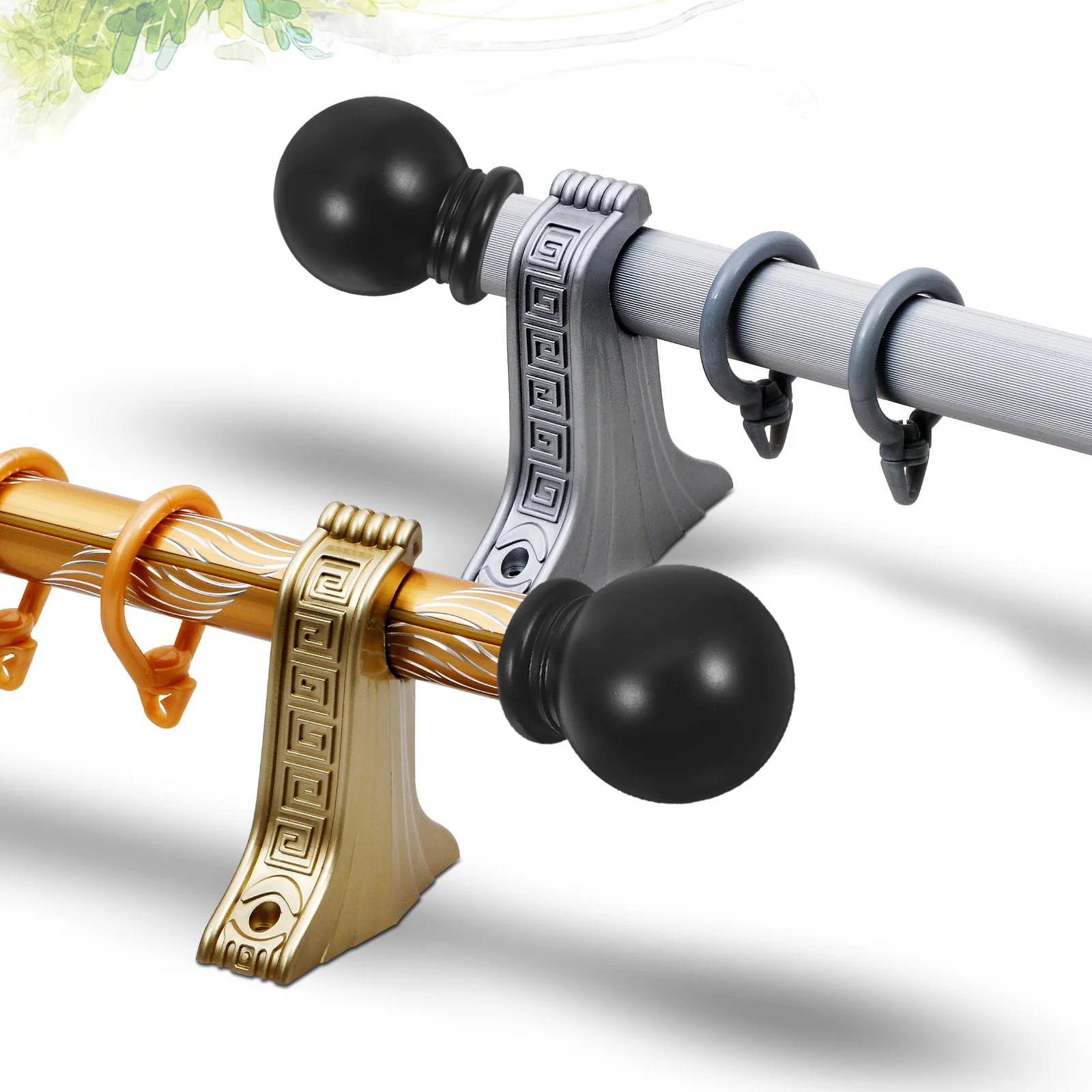 

2Pcs Black Plastic Ball Head Finials Decorative Curtain Rod End Caps Modern Stylish Design for Home Window Drapery