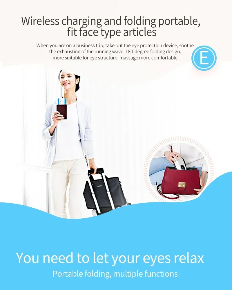 Smart Foldable Eye Massager Rechargeable Bluetooth Eye Mask Vibration Massage Relieve Fatigue Portable Eye Relax Care Device