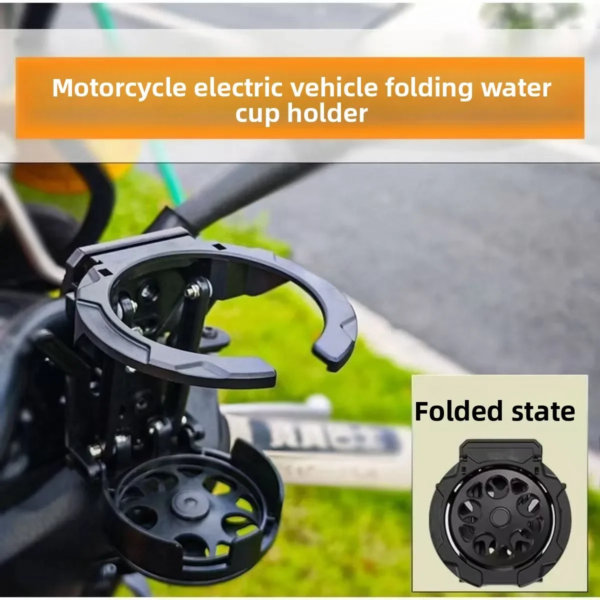 Folding Cup Holder for Bicycles, Motorcycles and E-Bikes, Rearview Mirror Mounted Water, Black,A boon for outdoor cyclists