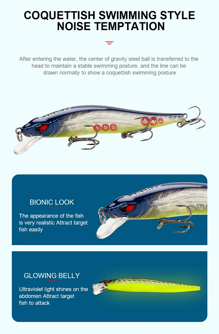 100mm 10g Angelköder Professioneller Minnow Jerkbait für Hecht Forelle Barsch Wobbler Sinkender Harter Crankbait Künstlicher Köder Angelzubehör – Detail 6