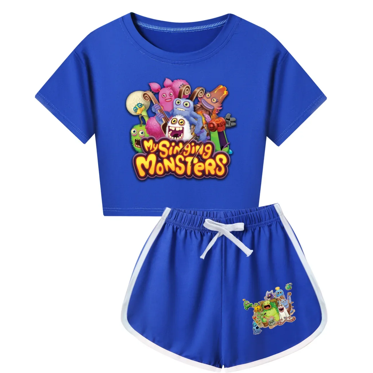 Cartoon meine singenden Monster Kleidung Kinder Sommerkleid ung Baby Mädchen Kurzarm T-Shirt Shorts 2 stücke Set Teenager Jungen Sporta nzüge