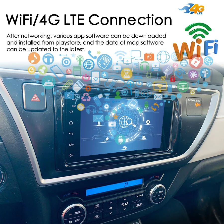 Android 14 IPS Screen For TOYOTA AURIS 2013 2014 CAR RADIO GPS 8GB RAM 128GB FLASH 8 Octa Core STEREO+DVR/WIFI+DSP+DAB+CARPLAY