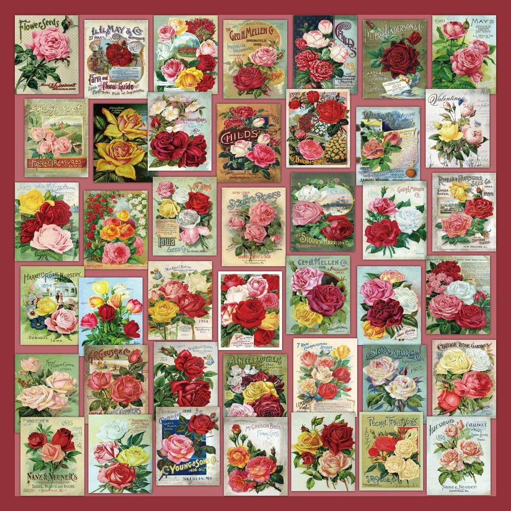 10/30/50PCS Vintage Flower Background Graffiti Decorative Sticker Skateboard DIY  Water Cup Laptop Skateboard Computer Wholesale