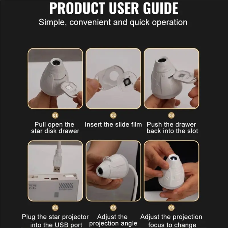 ABXD USB Galaxy Starry Star Projector Night Light Adjustable Brightness For Car Bedroom 26 Films
