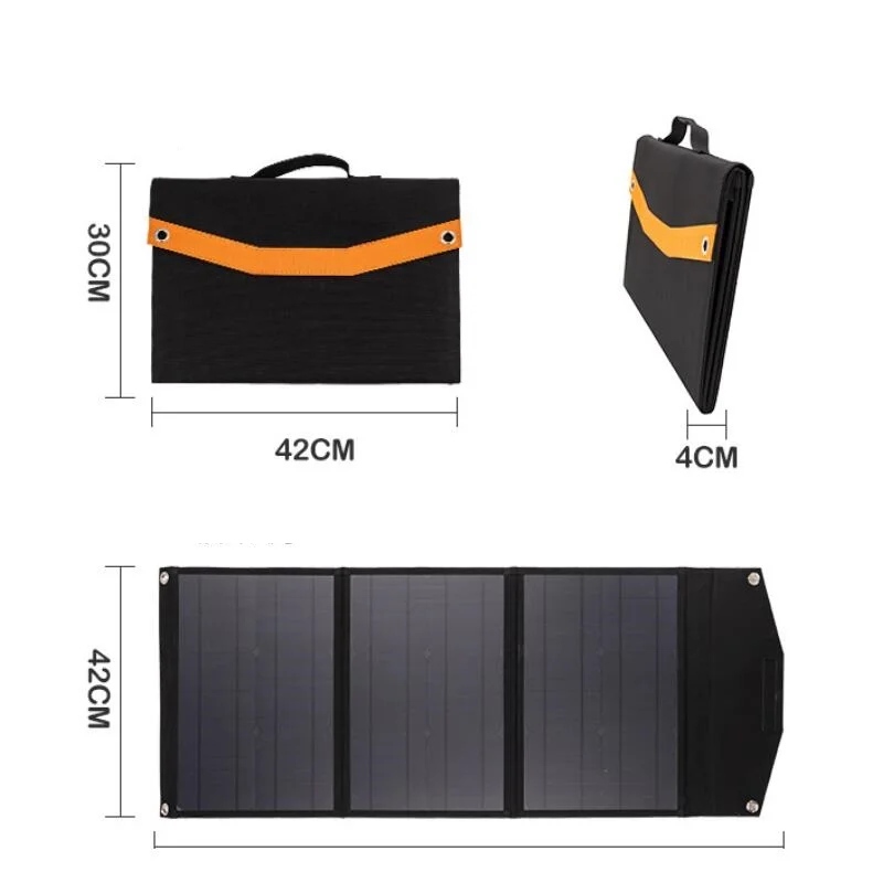 BUHUSHUI Quick Charger  foldable solar panel  60w 18v dual usb port DC   charger for tablet phone loptop 12V Barrery