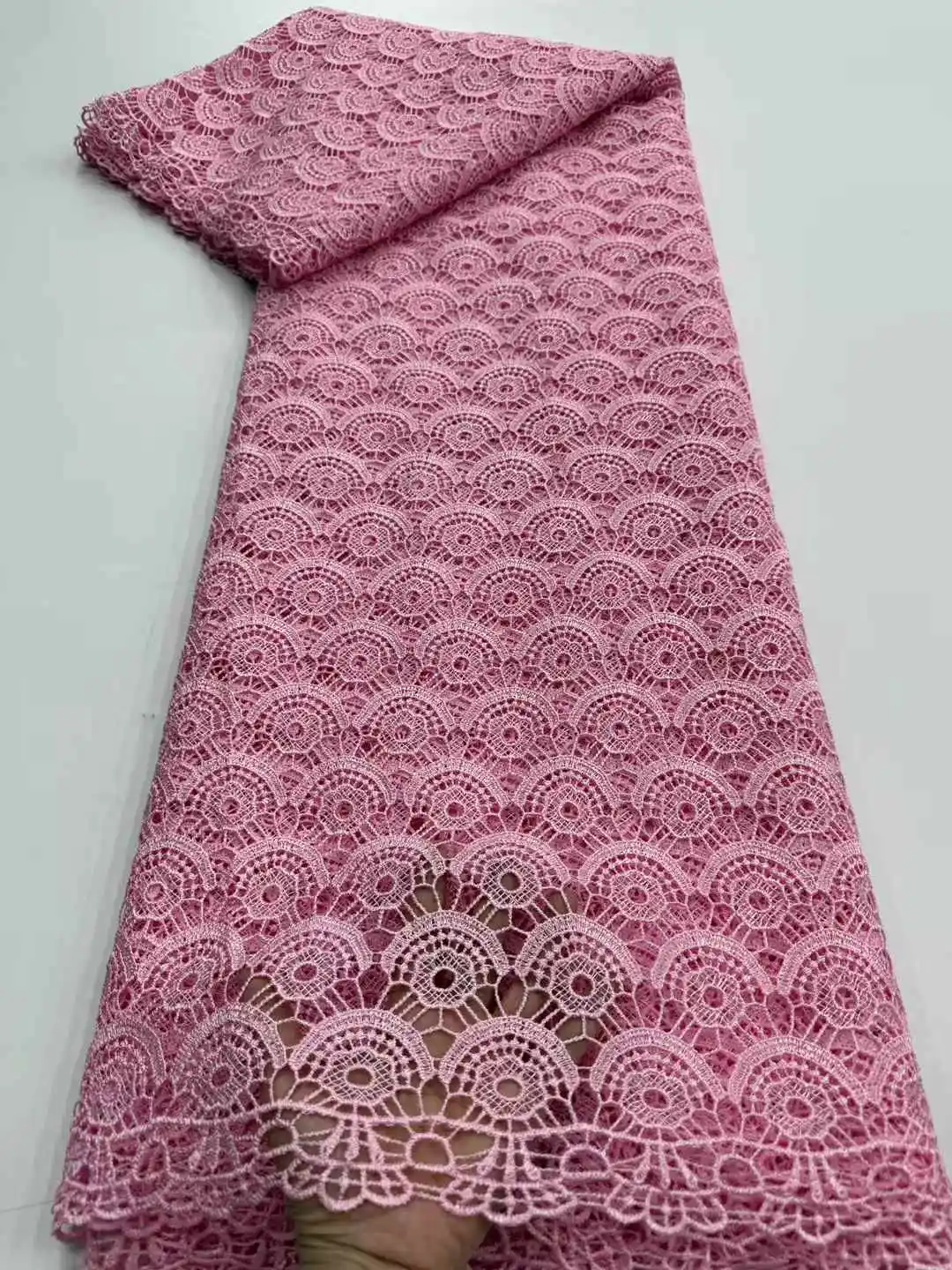 LACE Nigerian Sequins Water Soluble Lace Fabrics 2025 High Quality African 5Yards Guipure Cord Lace for Women Dress Sew-Ruf