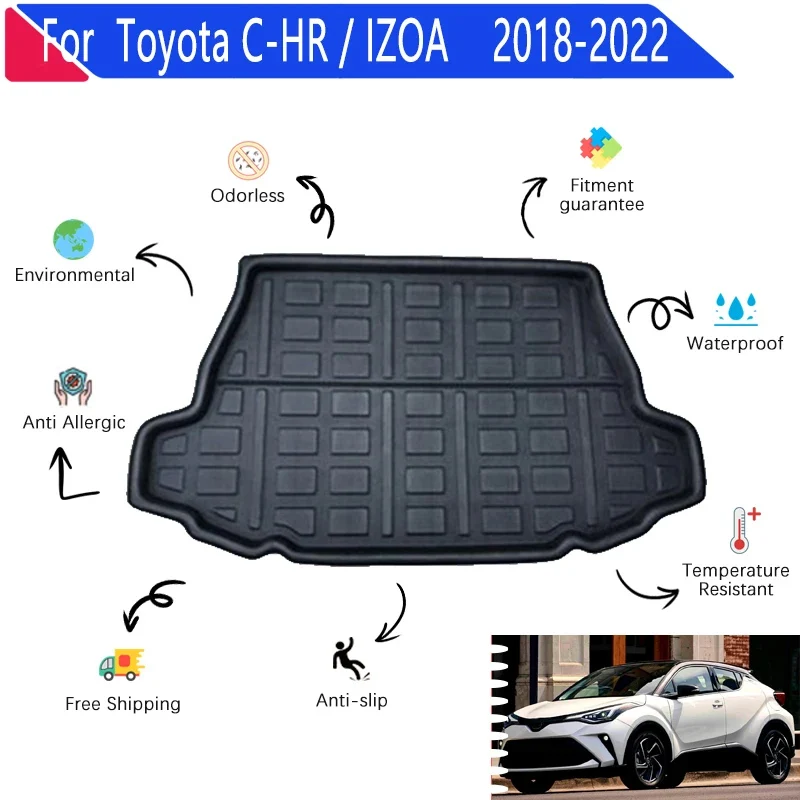 

Автомобильные противогрязные коврики для багажника для Toyota C HR аксессуары CHR C-HR IZOA 2018 ~ 2022, задние автомобильные коврики для груза, поддоны, коврики для багажника, 3D Материал EVA