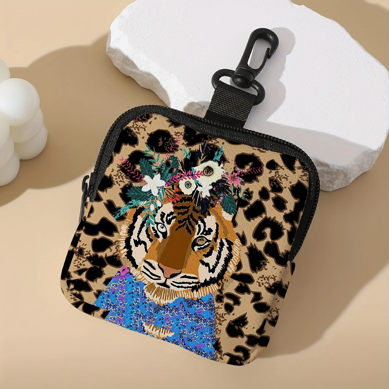 1 Stück Münzgeldbörse mit Tigermuster-Druck, große Kapazität, Digitaldruck-Münzgeldbörse, Aufbewahrungstasche, ideale Geschenkoption – Detail 5