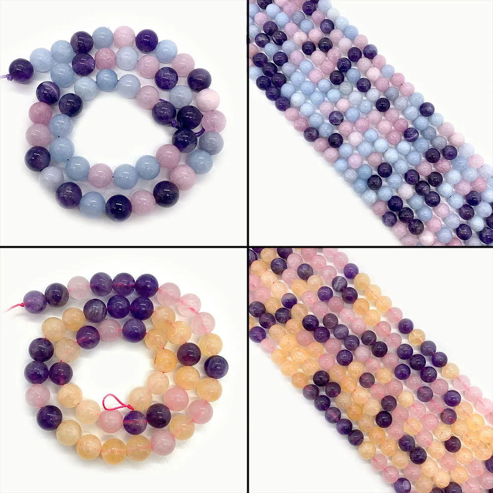 6-10MM Pick Size Natural Stone Lavender Round Spherical Polished Loose Beads for Jewelry Making DIY Necklace Bracelet Accessory