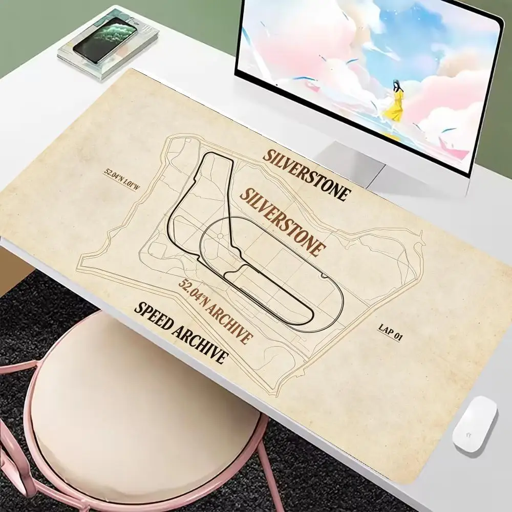 Vintage Old Parchment Race Track Map Print Table Mat Large Size For Student Laptop Daily Learning Game Card Pad
