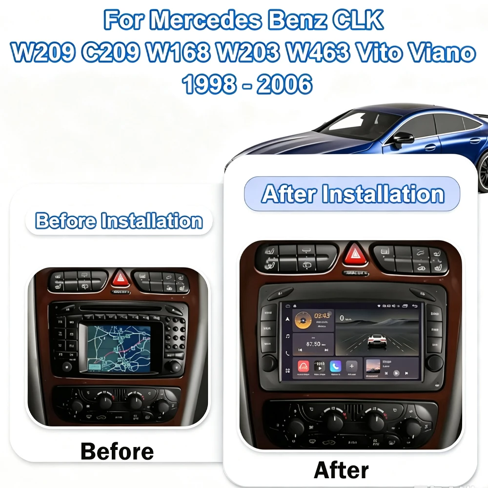 7 Inch For Mercedes Benz CLK W209 C209 W168 W203 W463 Vito Viano 1998-2006 Car Radio Carplay Android Auto Multimidia Video GPS