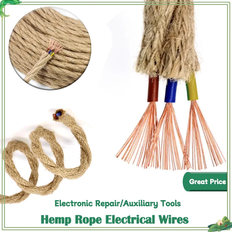 

Retro Style Copper Vintage Braided Wire Pendant Light Lamp Cord Hemp Rope Electrical Wire Twisted Cable 2 Cores 3 Cores 1~10m