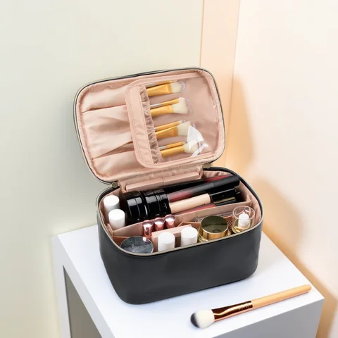 Makeup Bag Portable Cosmetic Bag Large Capacity Travel Makeup Case Organizer Black For Women Toiletry Bag for Girls Traveling