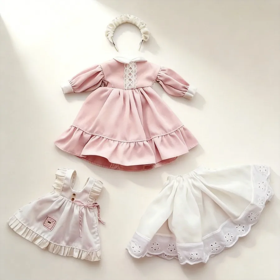 

1/6 SD BJD Doll Clothes Cute Maid Dress Pink Twin Outfit New Chinese Style Coraline Doll Clothing