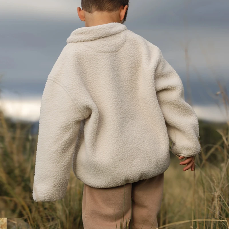 Children\'s Lamb Fleece Sweatshirt Casual Autumn Winter New Boys And Girls Outdoor Lapel Thickened Warm Pullover Hoodies