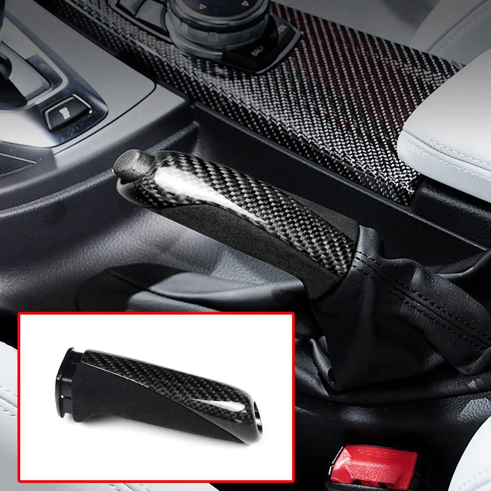 Real Carbon Fiber + Alcantara Hand Brake Cover For BMW E46 3 Series 1997-2006