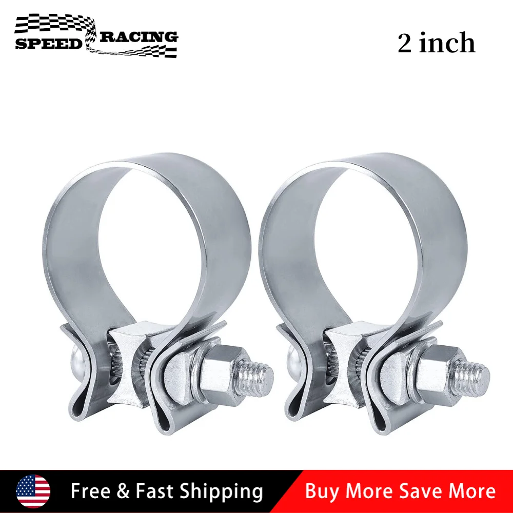 

2 шт. универсальные 2-дюймовые узкие выхлопные зажимы из нержавеющей стали T409, уплотнение глушителя, серебристый