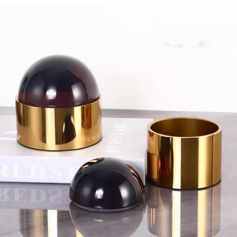 Metal Storage Box Transparent Crystal Storage Jar Brass Transparent Crystal Light Luxury Jewelry Box Ornaments Desktop Container