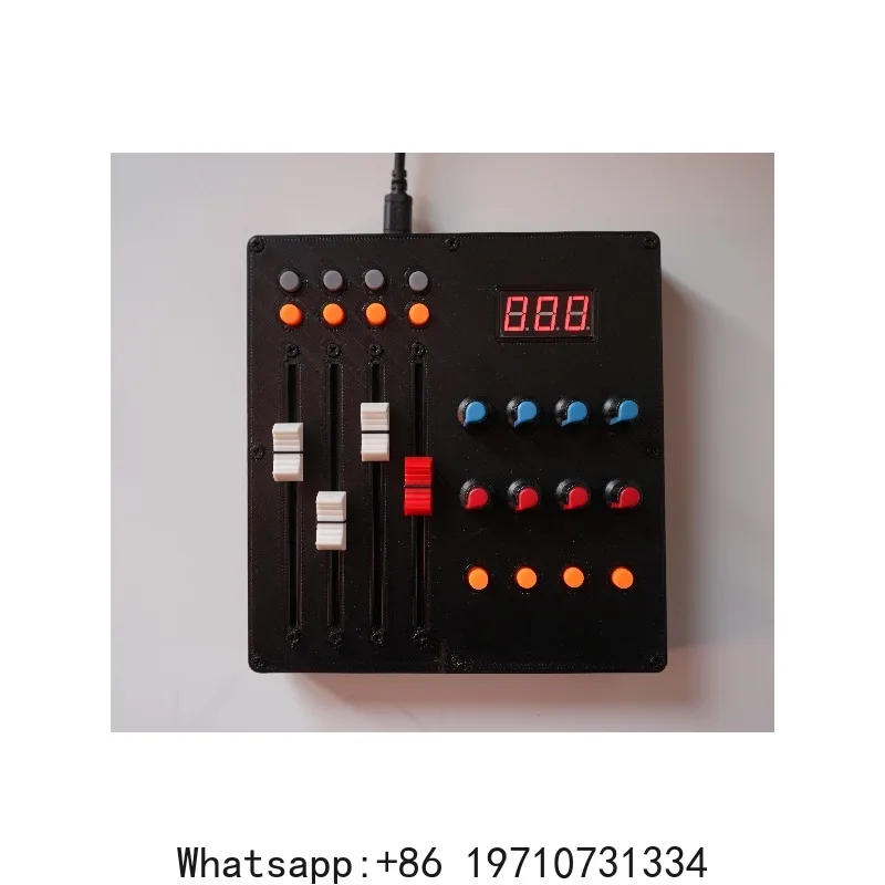 4 faders 12 buttons 8 knobs controller (custom) with numerical display
