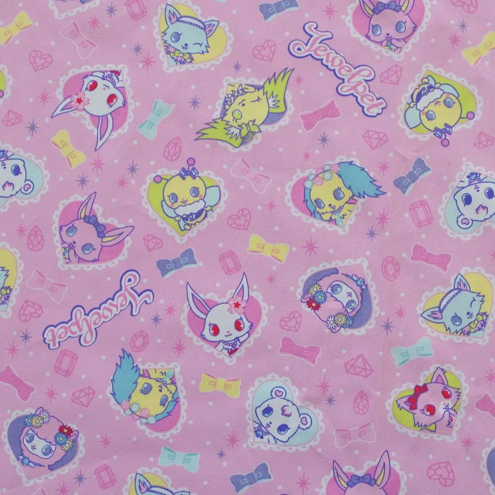 1 Yard Cotton Cavas Fabric For Cloth, Bag, Bedding, Jewelpet (ジュエルペット) , Width=140cm